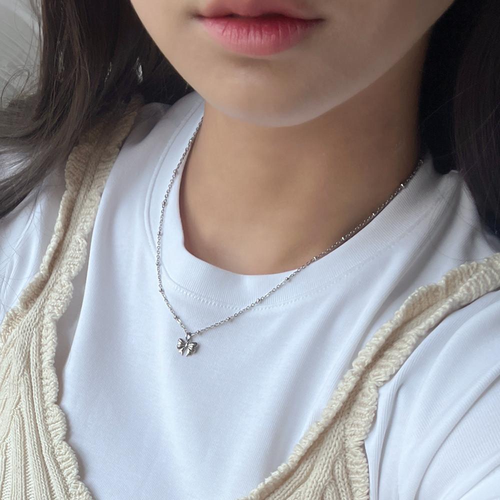 미니 리본 써지컬목걸이 레이어드목걸이 유기견 후원목걸이