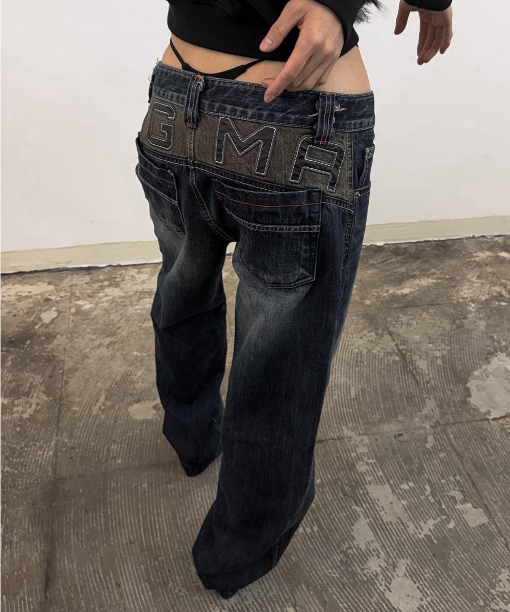 DGMA PATCHED SEMI BAGGY DENIM PANTS