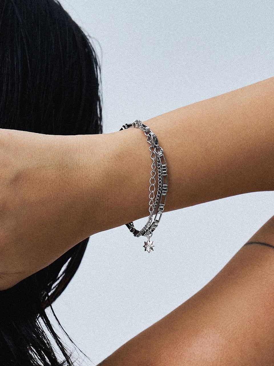 RS014 Figaro Box Two Chian Bracelet