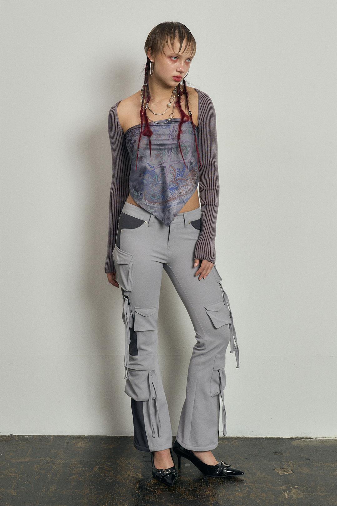 FLARED CARGO PANTS GRAY
