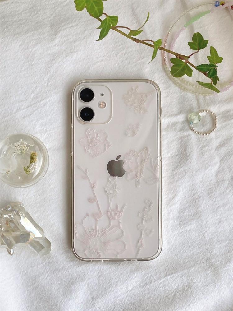 라인드로잉 로맨틱무드 플라워 꽃 아이폰 갤럭시 폰케이스