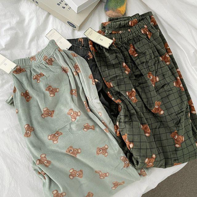 [국산]와이드일자 울트라 극세사 수면바지