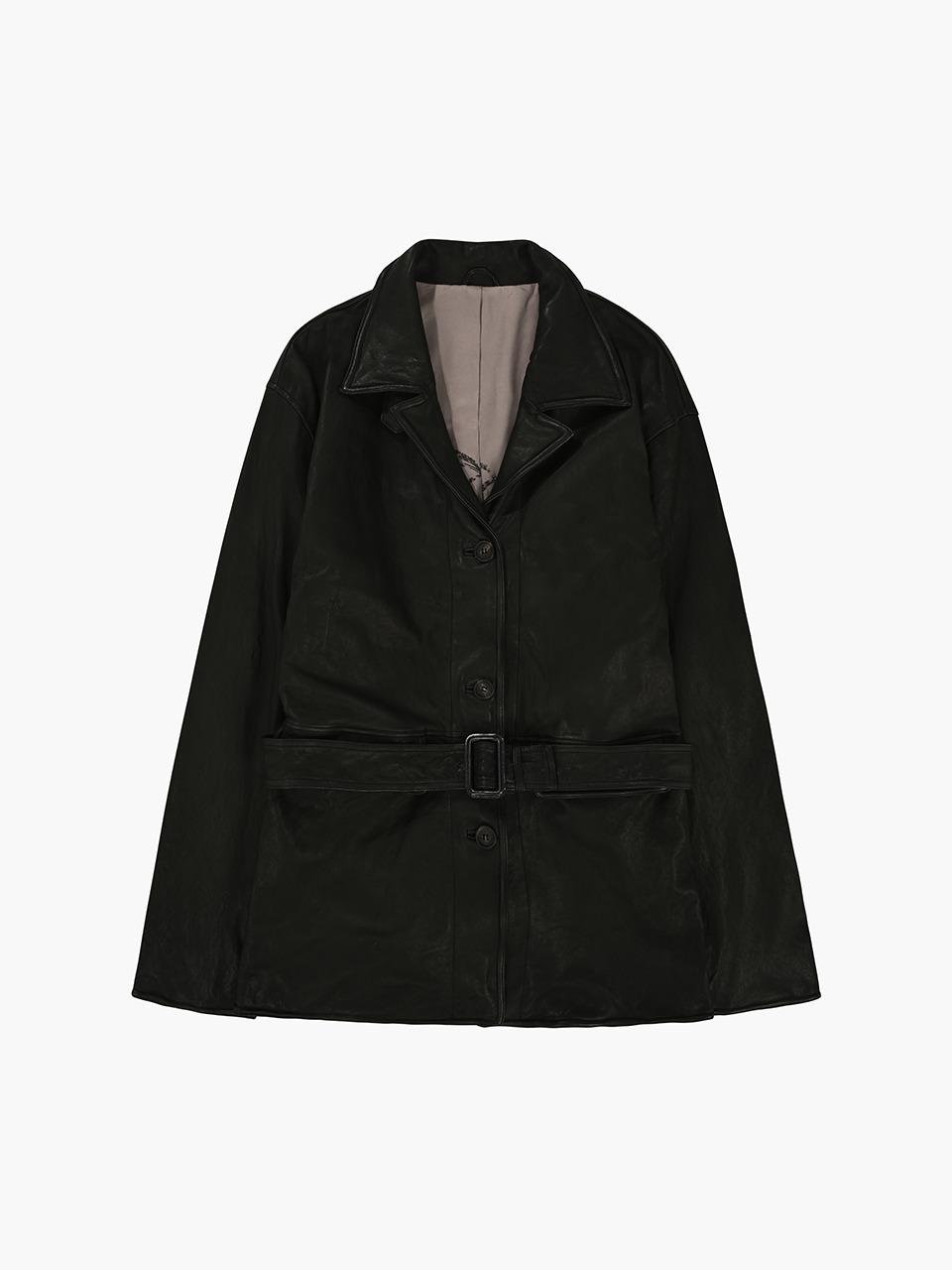 WAVE WASHED LEATHER JACKET_black