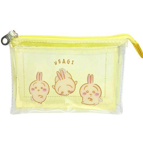 먼작귀 치이카와 3포켓 투명 미니파우치 (우사기 옐로우)