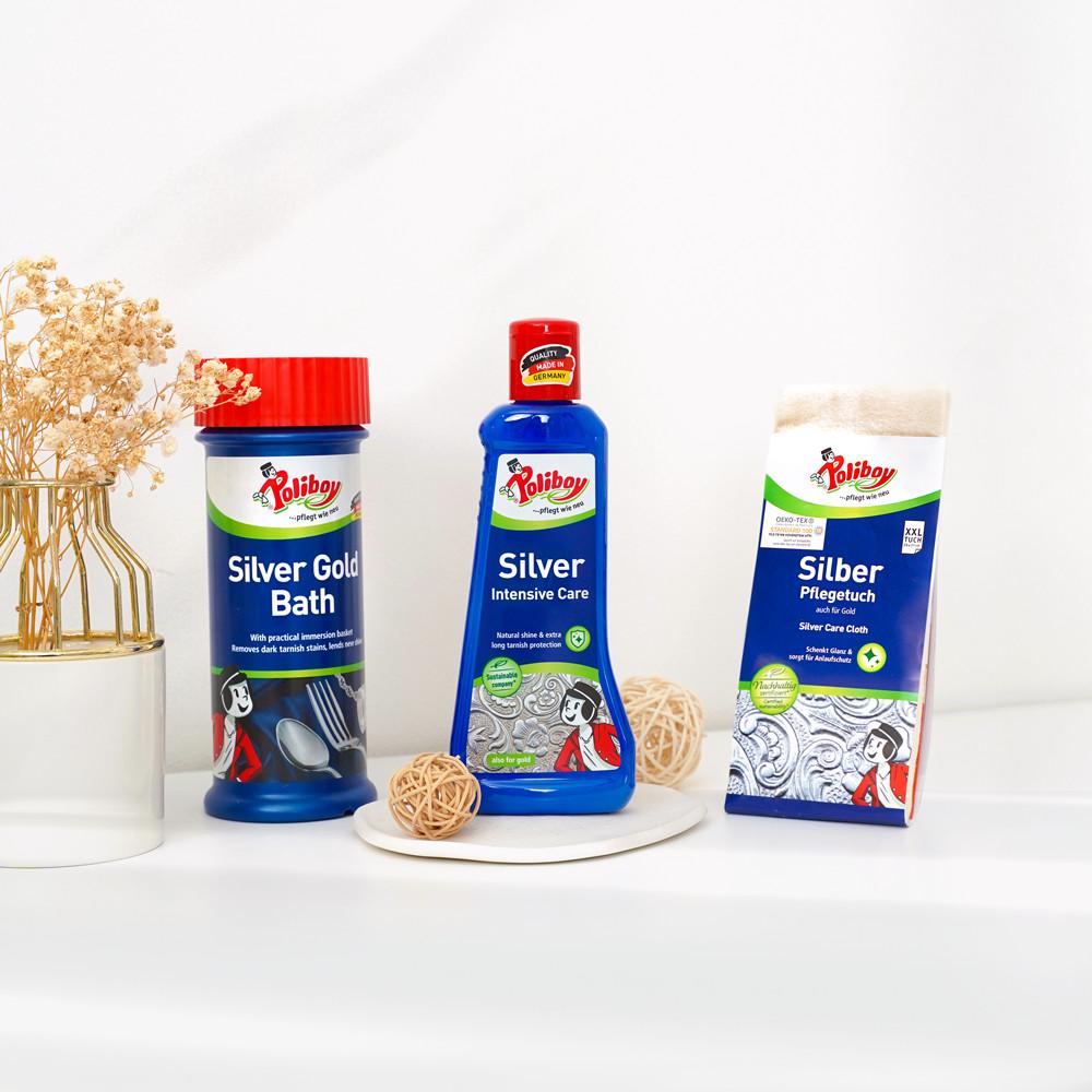 폴리보이 악세사리 실버 골드 광택 변색 살균 세척제 클리너+세척천 3종 세트