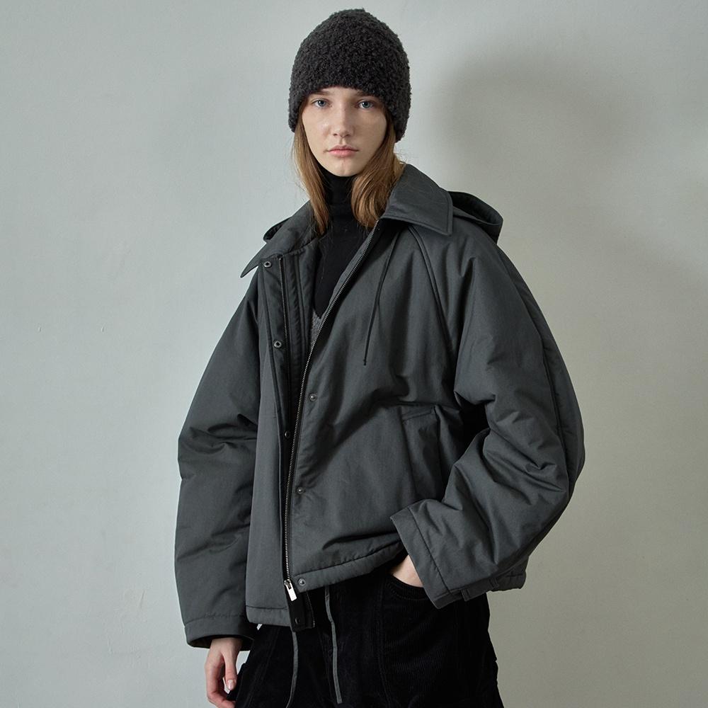 미니멀 후드 패디드 재킷_charcoal