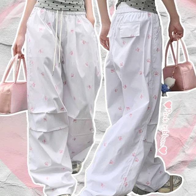 ribbon white training pants