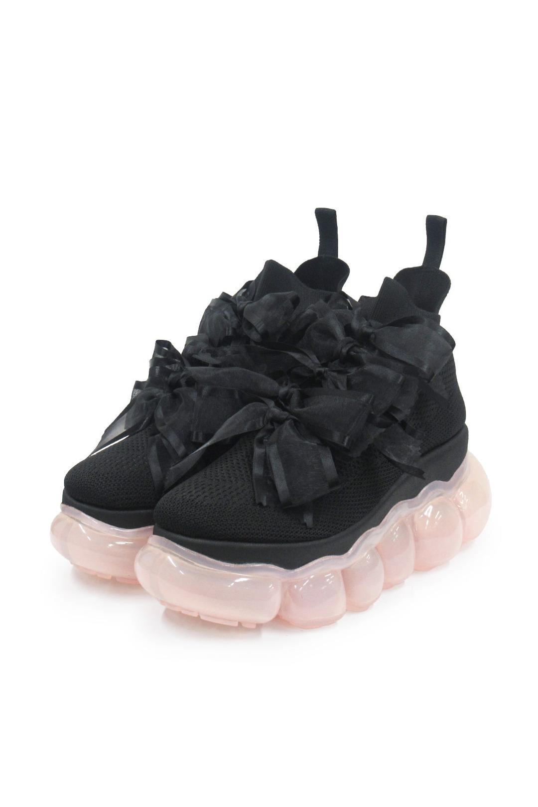 "Jewelry" High  Ribbon Shoes / Pink Black - 36（22.0cm）