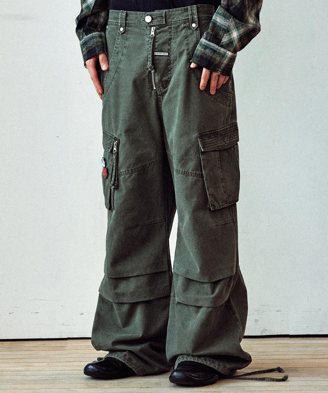 WASHED MILITARY CARGO PANTS KHAKI