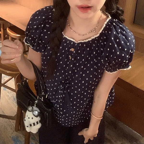 [오늘출발] 루나 도트 프릴 블라우스