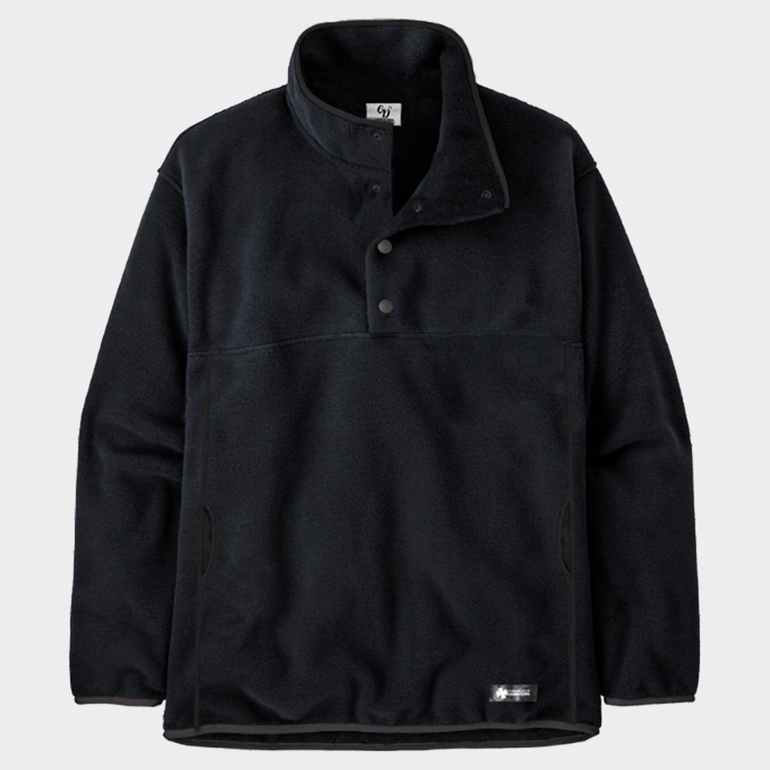 Colored Fleece Snap Half Zip-Up - Black