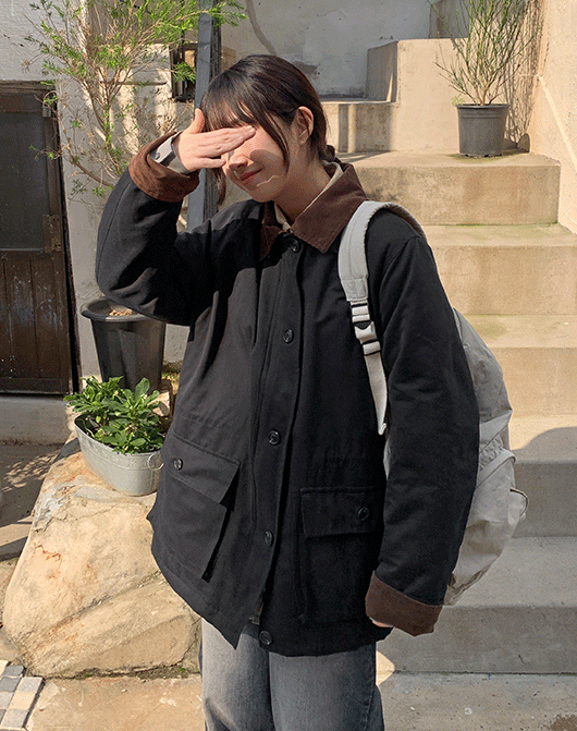 [3일간 new 5% sale] 릿지 코듀로이 배색 카라 누빔 야상 (4color)