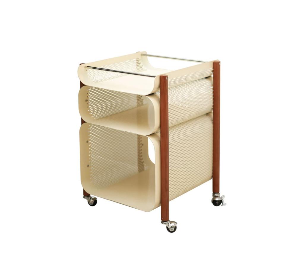 킨포크 이동식 트롤리 선반 미드센츄리 원목 캐비닛 침대 옆 코너 테이블 북유럽 수납 협탁