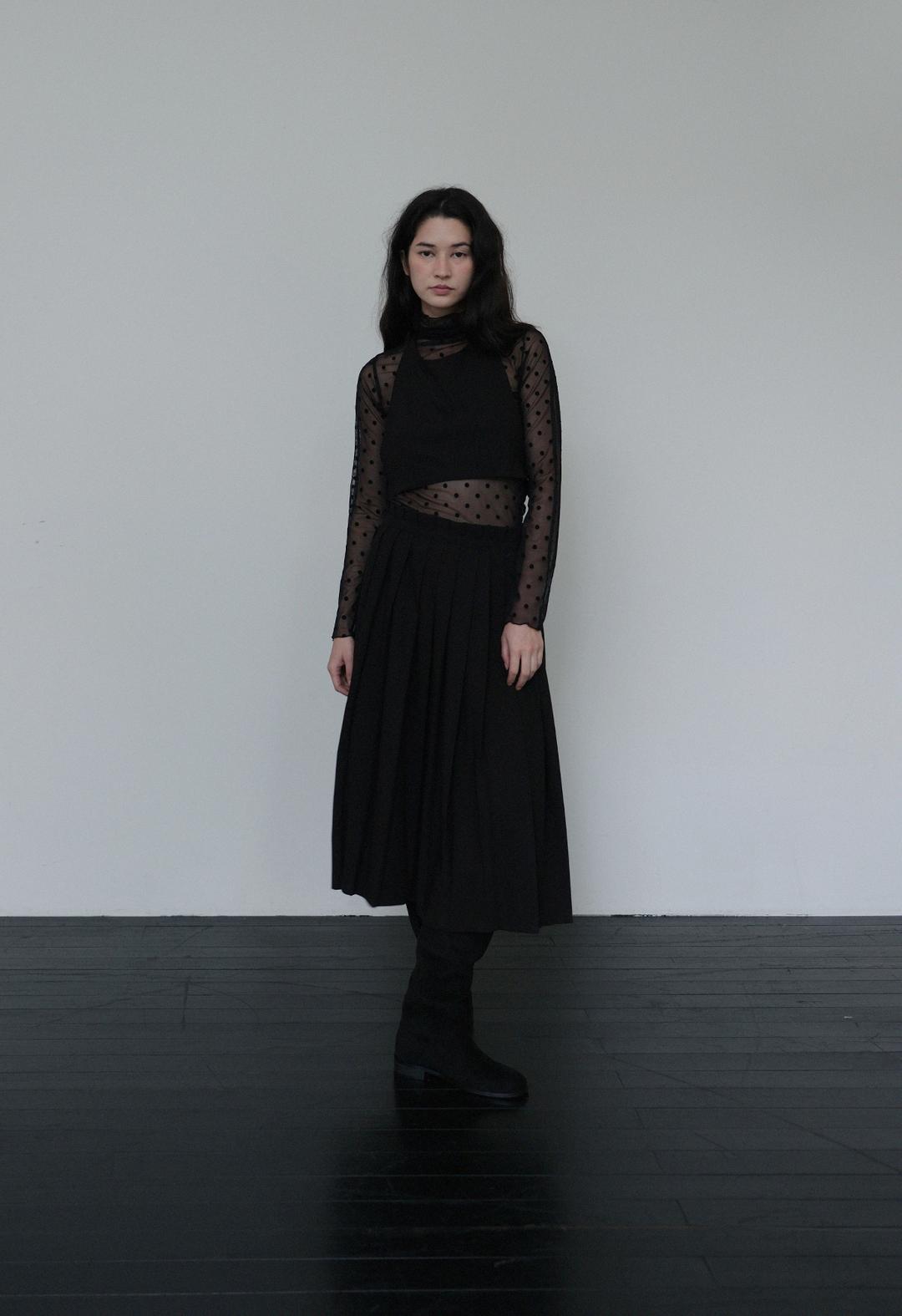 Buckle Wrap Pleated Skirt, 2color