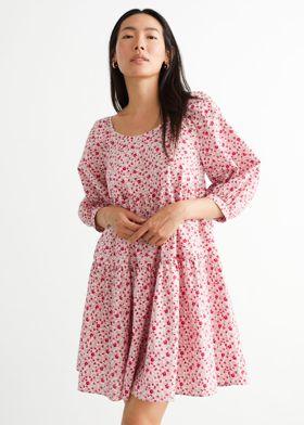 벌룬 슬리브 미니 드레스