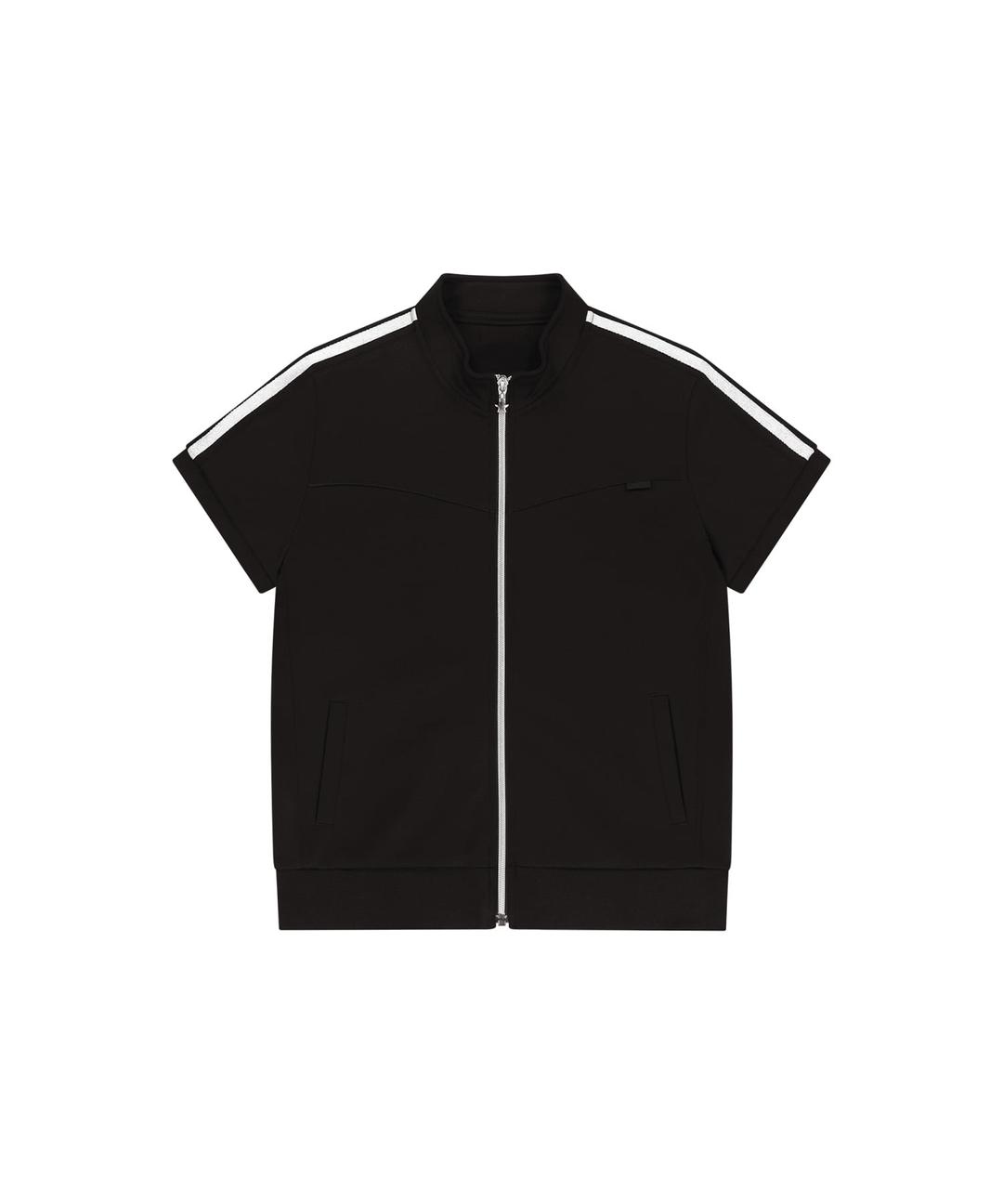 Metallic Tape Track Zip-Up / Black