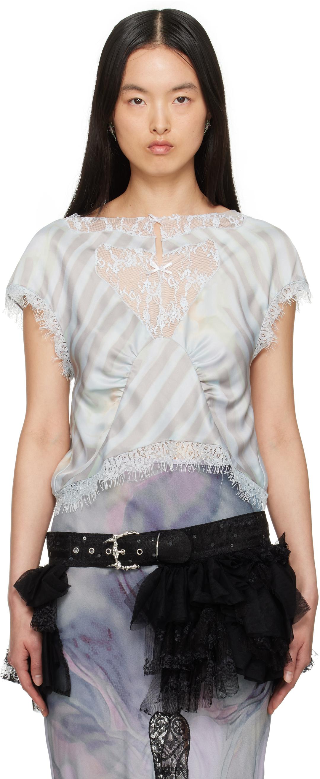 블루 워터릴리 블라우스