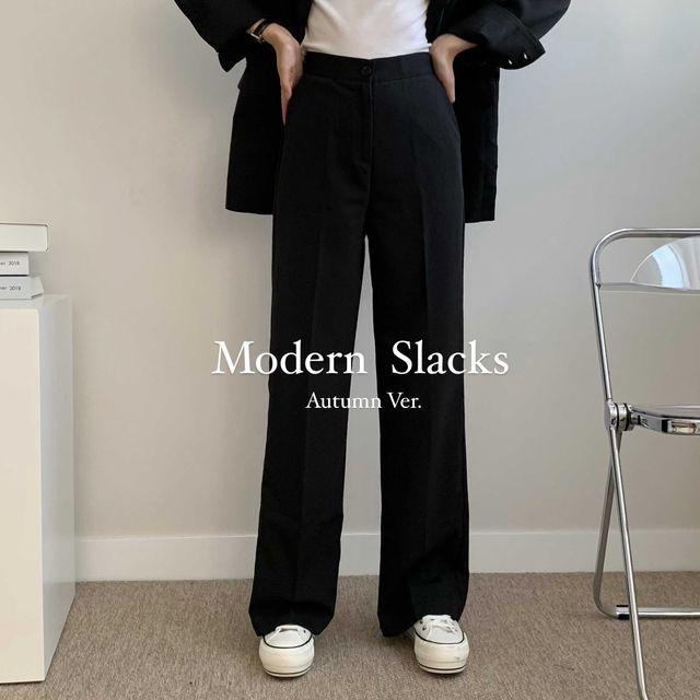 [하이웨스트/핏보장] 고퀄 가을 모던 와이드 일자 슬랙스 셋업가능 _미우블랑