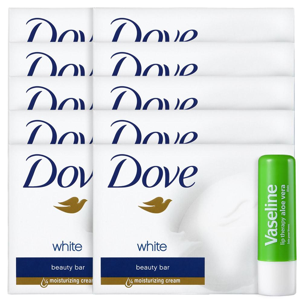도브 비누 화이트 뷰티바 10개+바세린 알로에 립밤