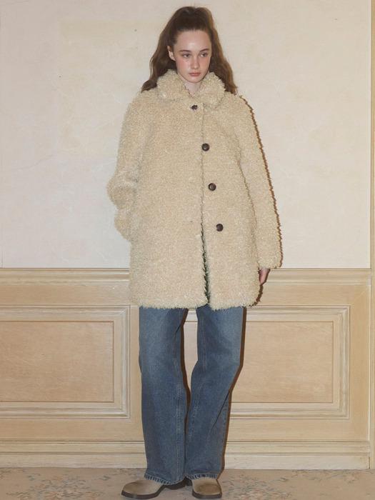 TEDDY BEAR LONG COAT - BEIGE