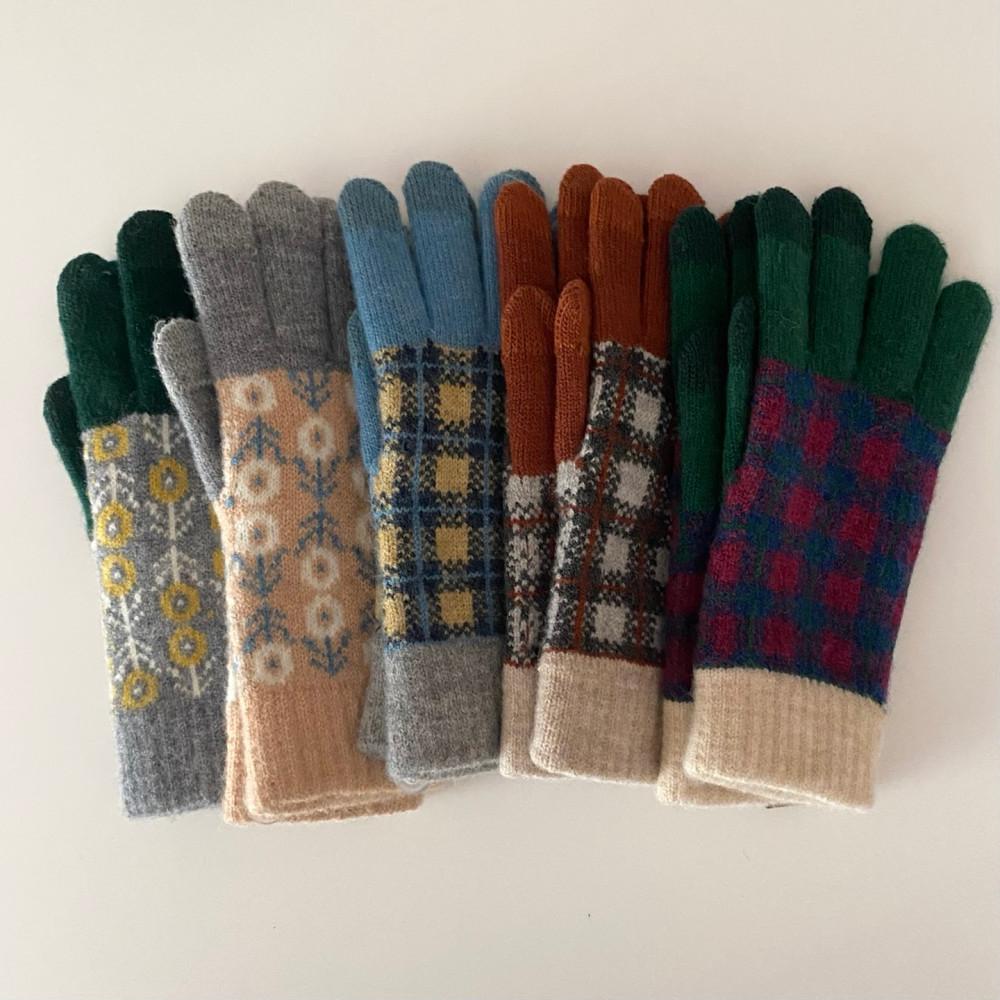 윈터에디션, 성인용 손가락 니트 장갑 5COLOR