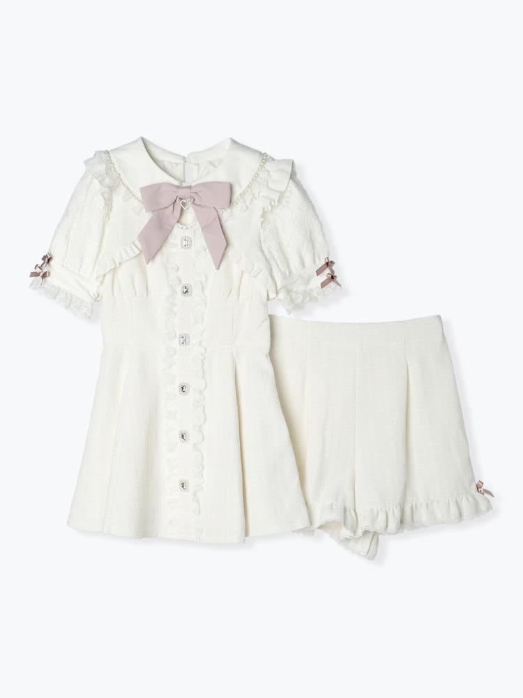 노에미 미스 슬리브 레이스 트위드 셋업