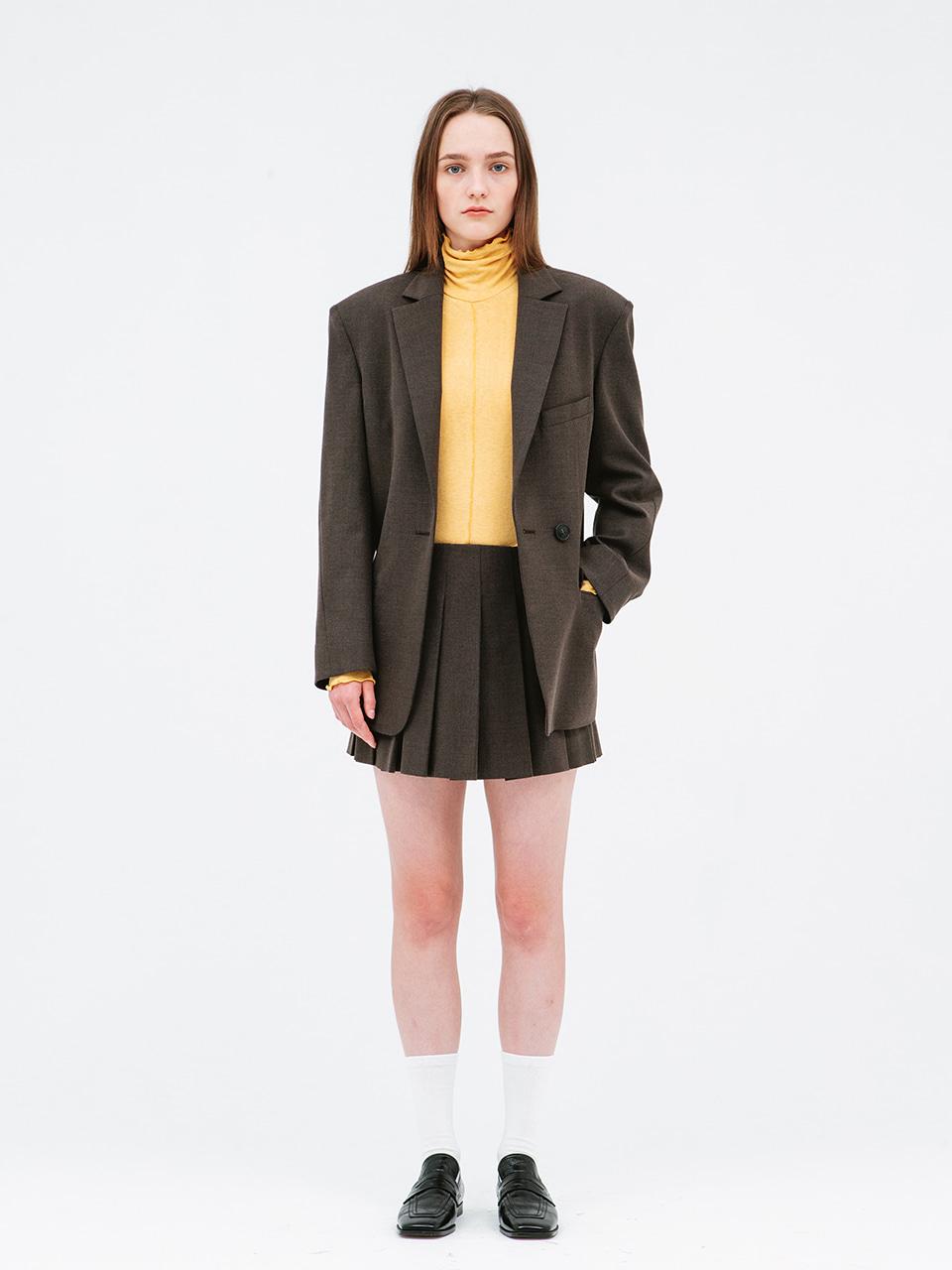 Volume Double Button Jacket in Brown