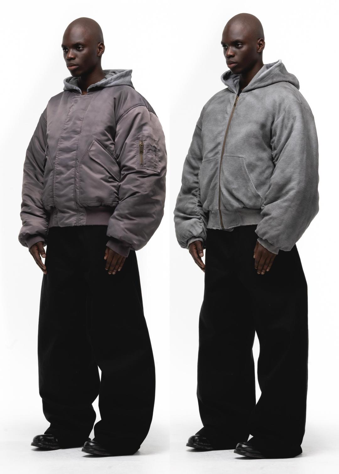 BASIC REVERSIBLE WAFFLE BOMBER BURGUNDY - SMALL