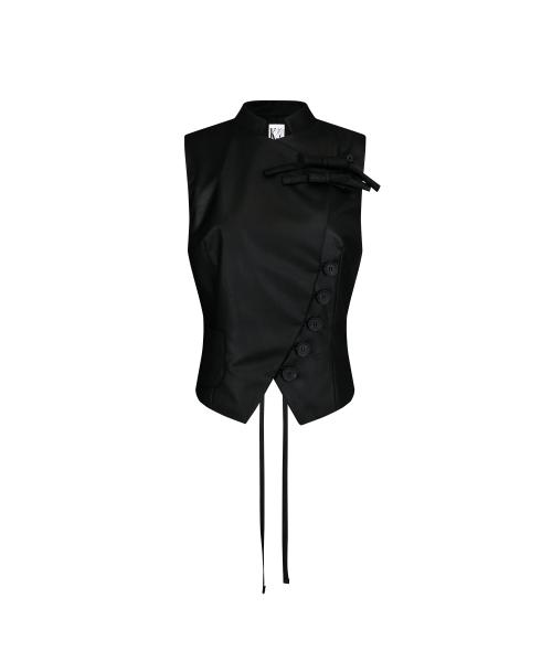 Preppy China Collar Vest Black