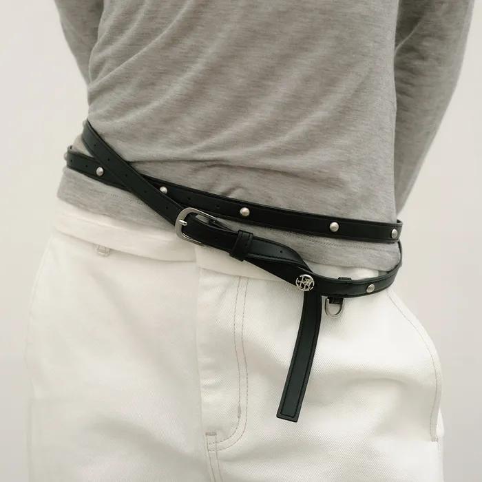 [6th REORDER] STUD LONG BELT [BLACK]