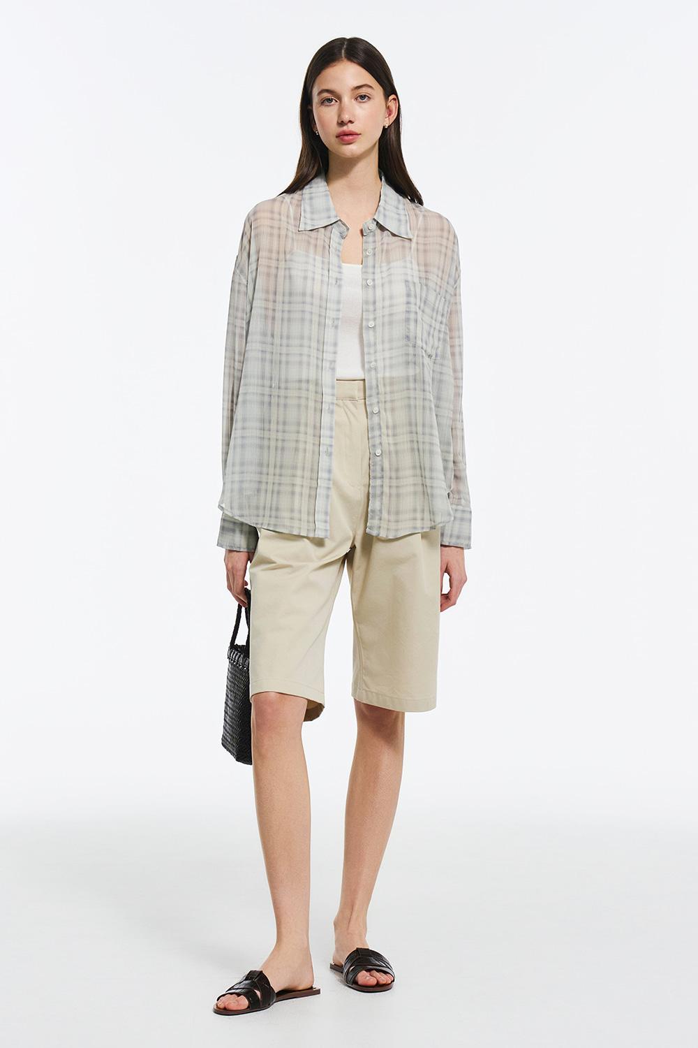 시스루 체크 셔츠 (W)_(BEIGE)