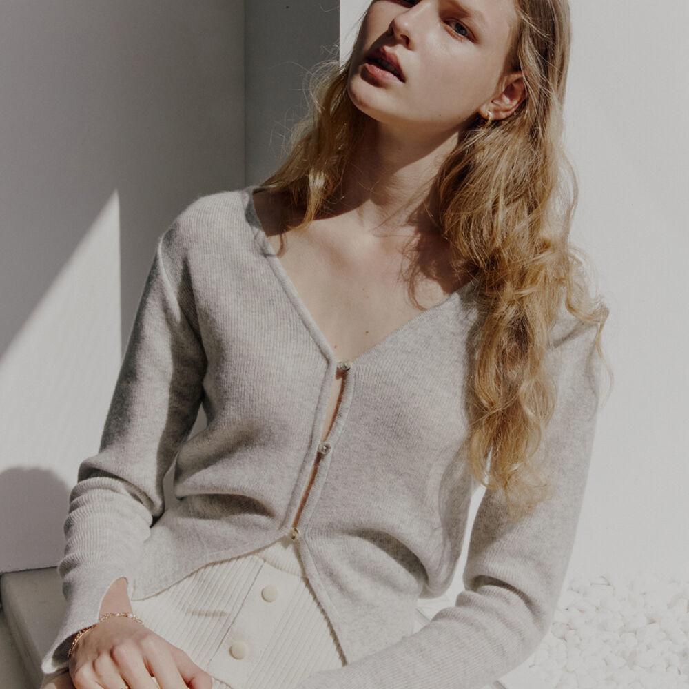 CASHMERE RING CARDIGAN GREY