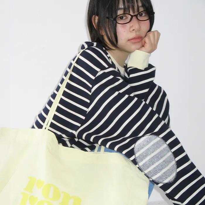 ELBOW PATCH STRIPE SWEATSHIRT NAVY