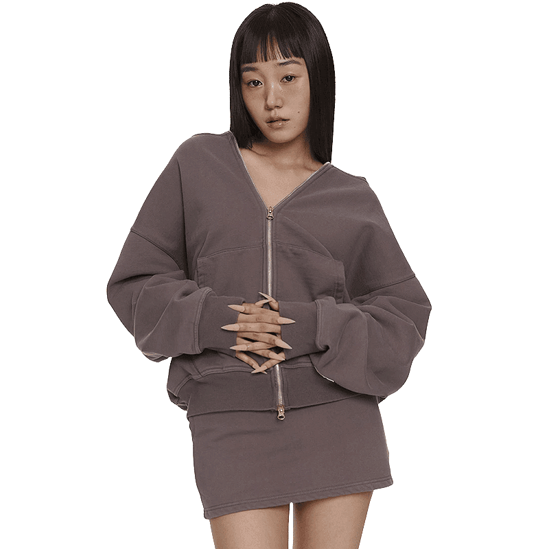 [OFTHEWHOLEHOUSE] Girls Washing Hood Zip-Up - Charcoal