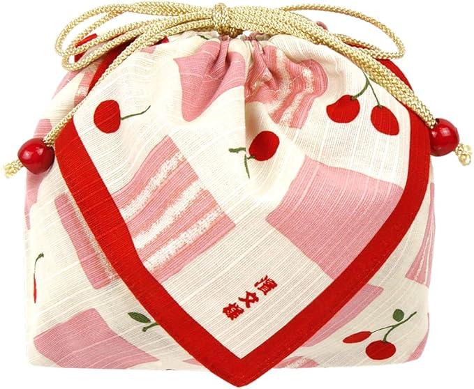 Hamamonyo Bento Drawstring Cherry and Checkered