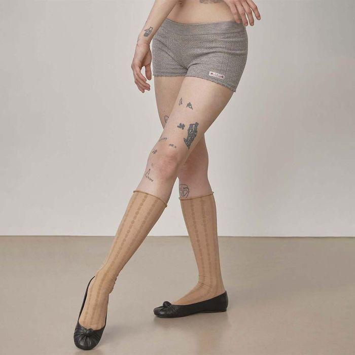 Eyelet Knit Shorts Melange Gray