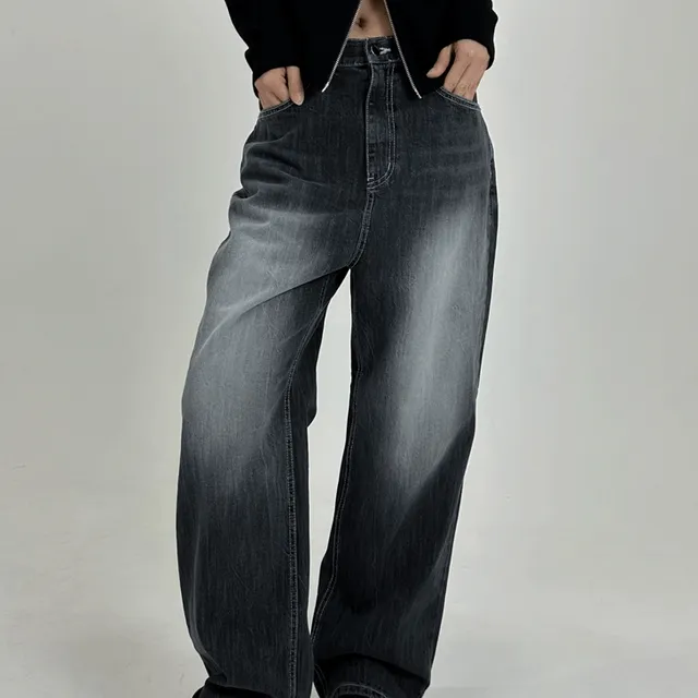 블랙 캣 브러쉬 루즈 와이드 팬츠