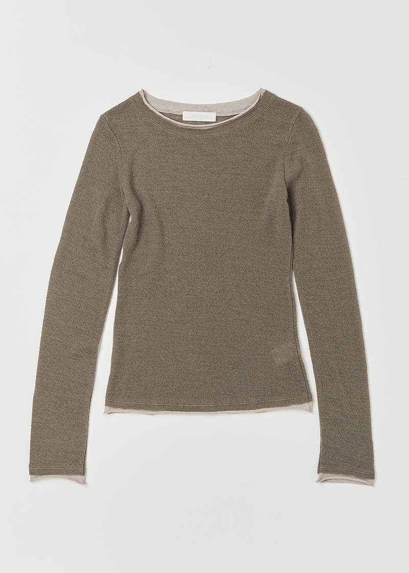 LAYERED DETAIL WOOL TOP IN TAUPE BEIGE
