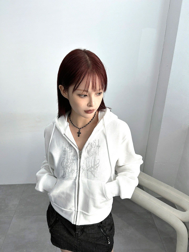 y2k tattoo hooded zip up(3 color)