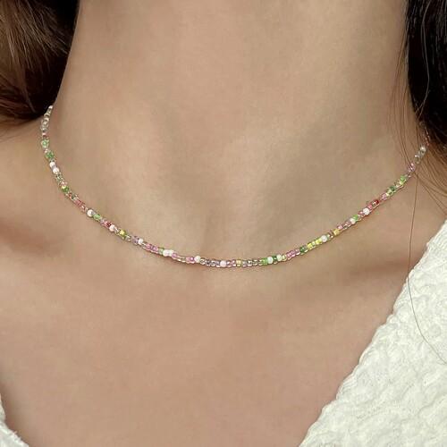 시드 비즈 플라워 컬러 2mm 써지컬 목걸이