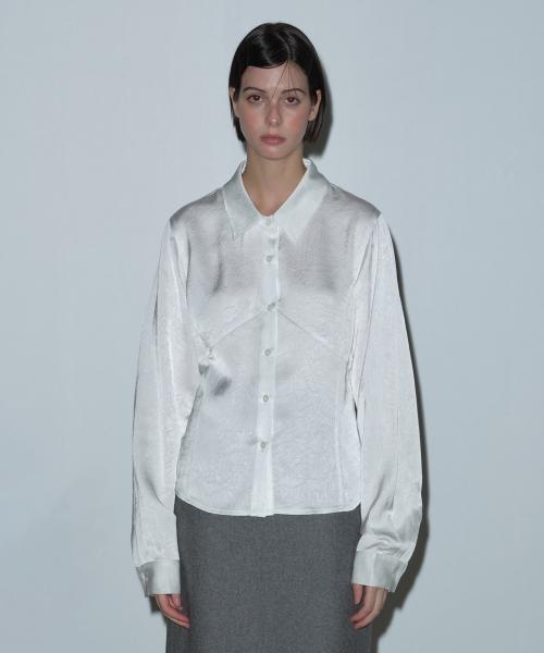 JACQUARD PANEL BLOUSE (WHITE)