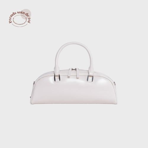 하프문 볼링백 토트 크림