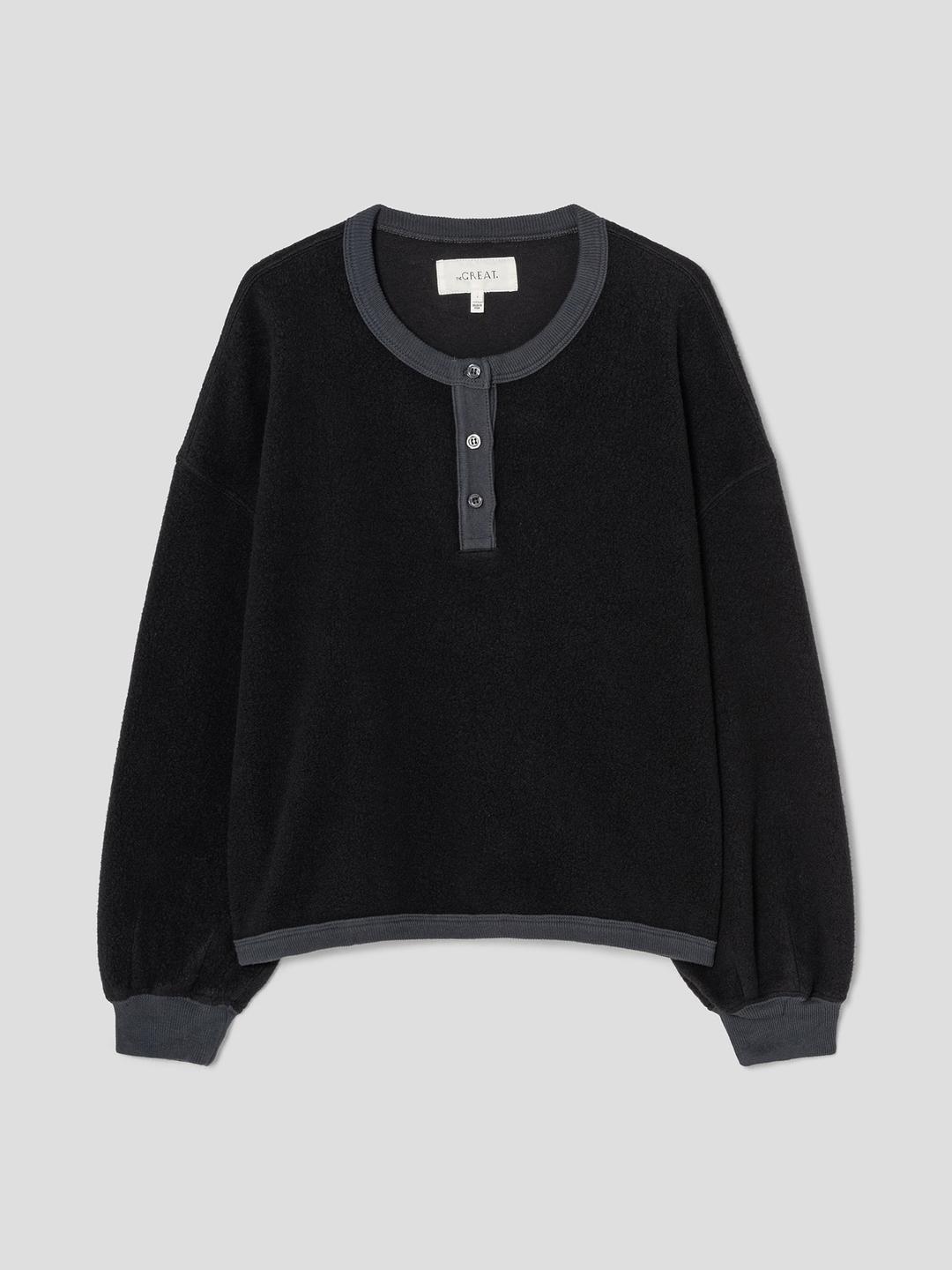The Fleece Henley Sweatshirt - Black