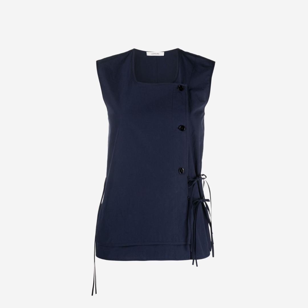 (W) Lemaire Asymmetric Layered Sleeveless Top Navy