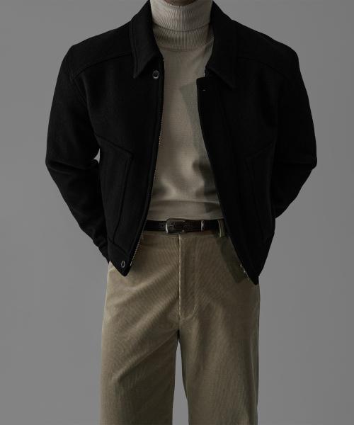 크롭 울 패널 자켓 [블랙]