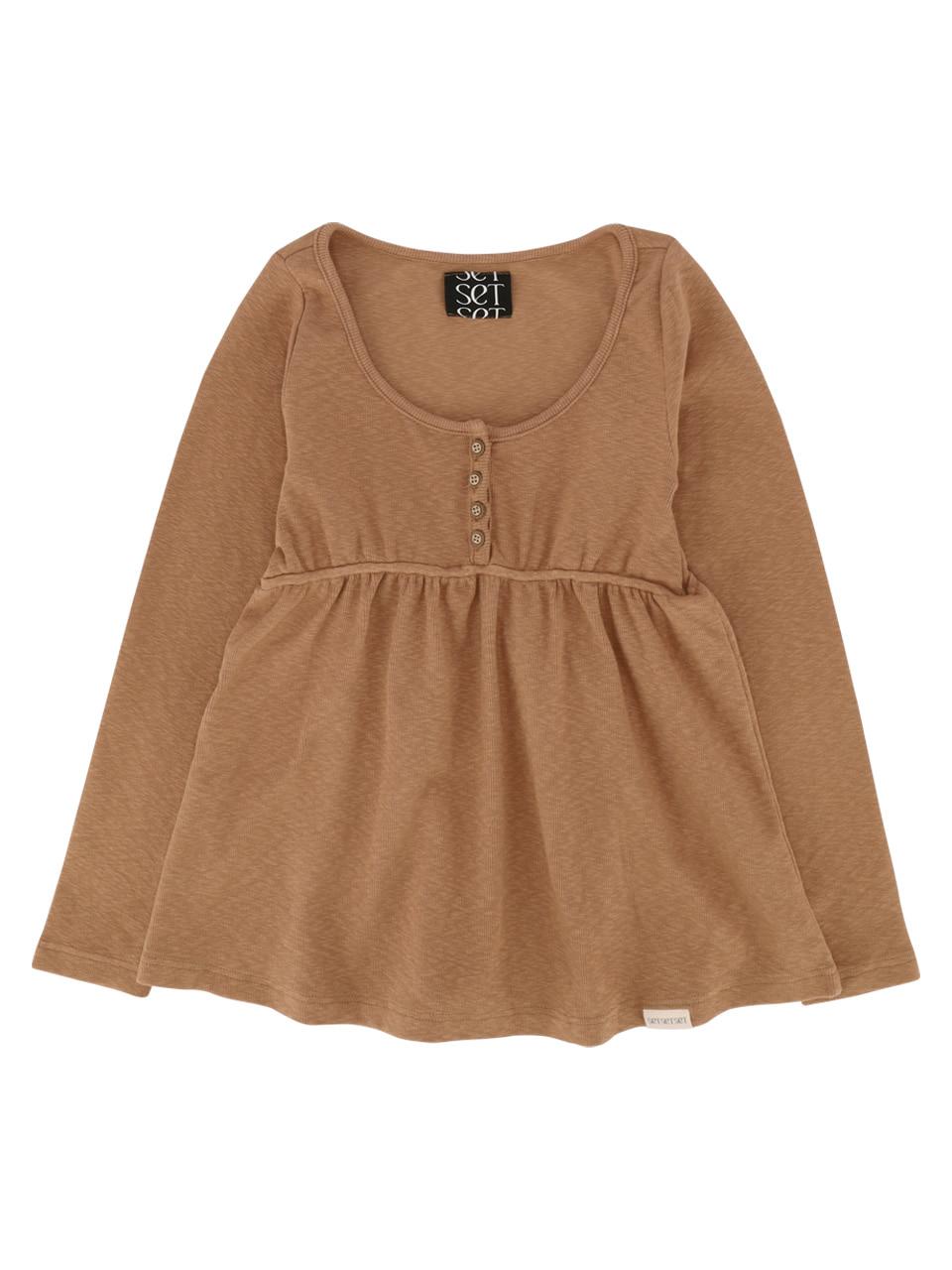 DRESS-LIKE FLARED T-SHIRT (BEIGE)