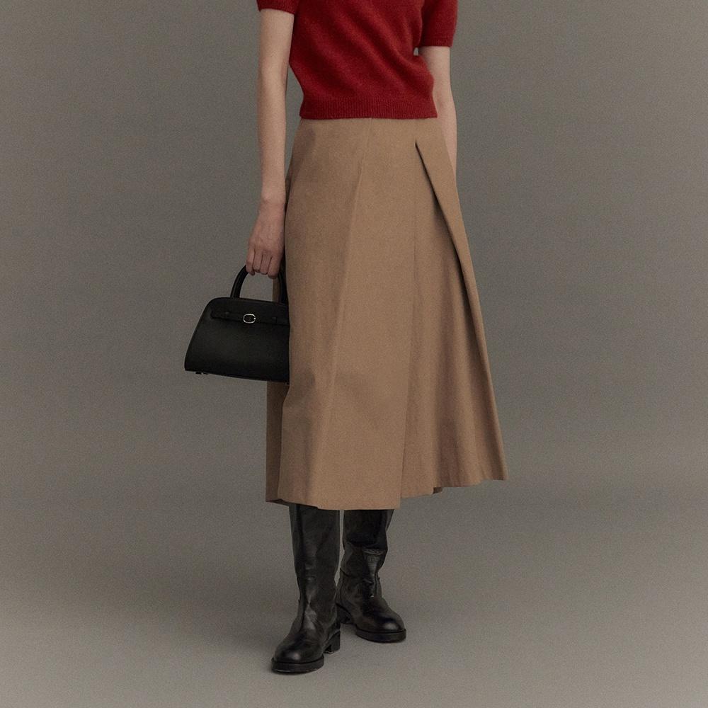 Row Pleats Skirt (Camel Beige)