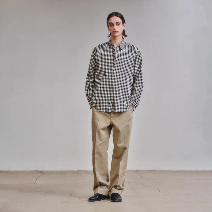 Gingham Check Oxford Shirt_Cream/Black