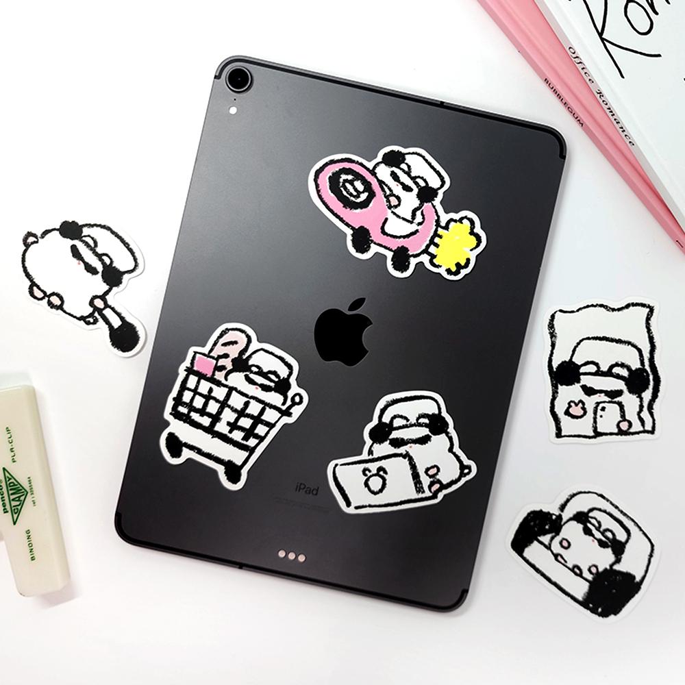 [힙찌] 블랙키치햄스터 리무버블 조각스티커 6종