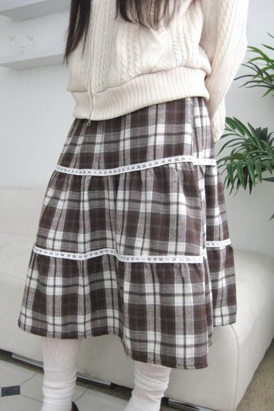 히피디피 latte check skirt (3color)